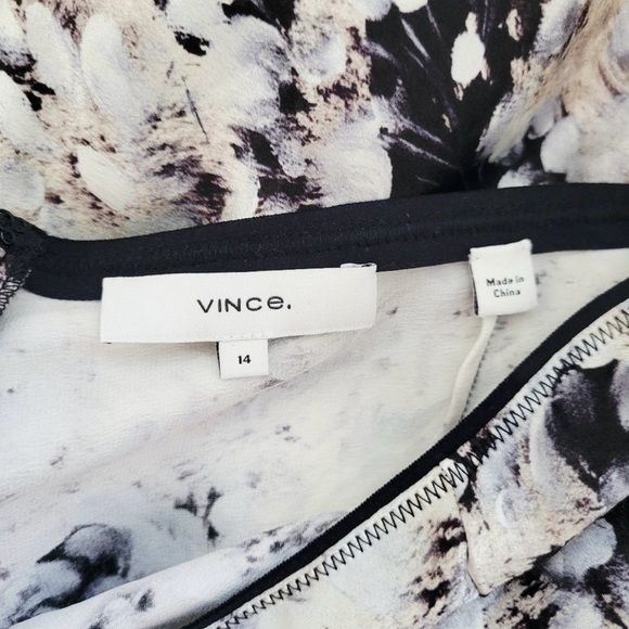 Vince Painted Crema Silk Slip Skirt - Black/Cream - Picture 6 of 8